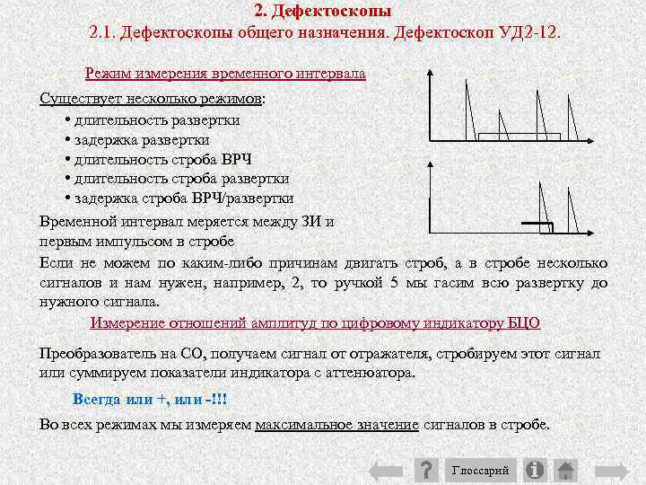 2. Дефектоскопы 2. 1. Дефектоскопы общего назначения. Дефектоскоп УД 2 12. Режим измерения временного