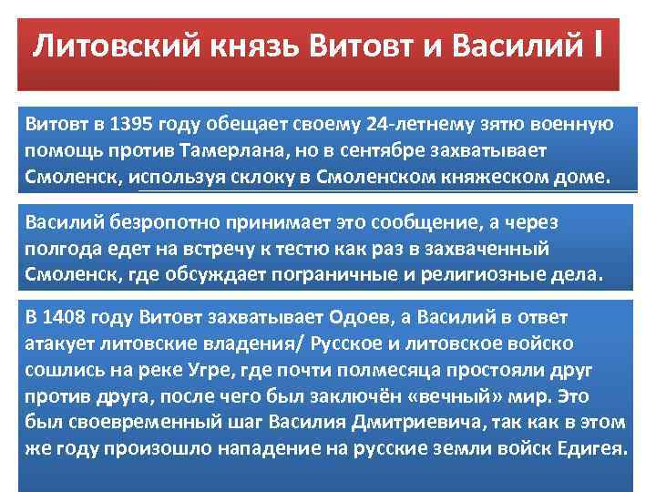 Литовский князь Витовт и Василий I Витовт в 1395 году обещает своему 24 -летнему