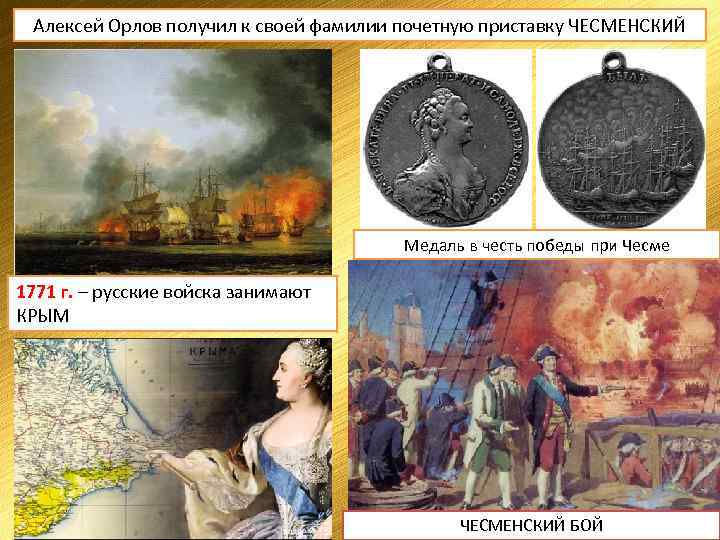 Алексей Орлов получил к своей фамилии почетную приставку ЧЕСМЕНСКИЙ Медаль в честь победы при