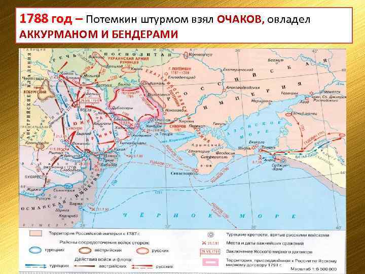 1788 год – Потемкин штурмом взял ОЧАКОВ, овладел АККУРМАНОМ И БЕНДЕРАМИ 