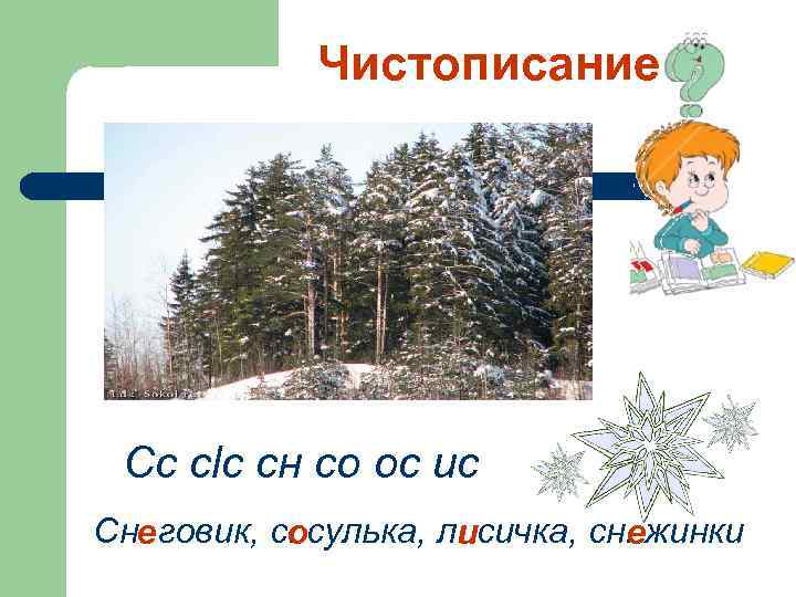 Чистописание Сс сlс сн со ос ис Сн. говик, с. сулька, л. сичка, сн.