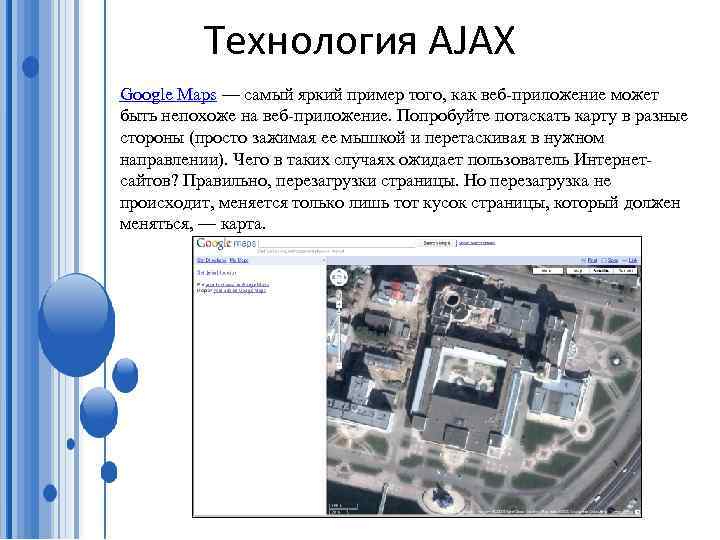 Технология AJAX Google Maps — самый яркий пример того, как веб-приложение может быть непохоже