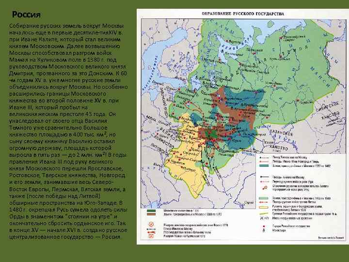 Россия Собирание русских земель вокруг Москвы началось еще в первые десятиле тия IV в.