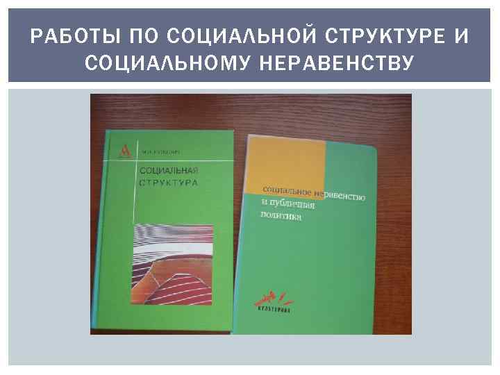 РАБОТЫ ПО СОЦИАЛЬНОЙ СТРУКТУРЕ И СОЦИАЛЬНОМУ НЕРАВЕНСТВУ 