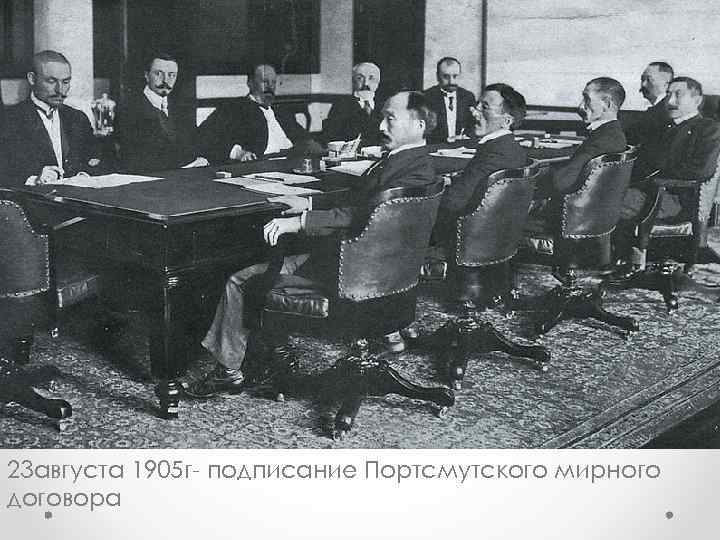 23 августа 1905 г- подписание Портсмутского мирного договора 
