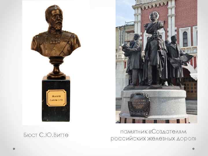 Бюст С. Ю. Витте памятник «Создателям российских железных дорог» 
