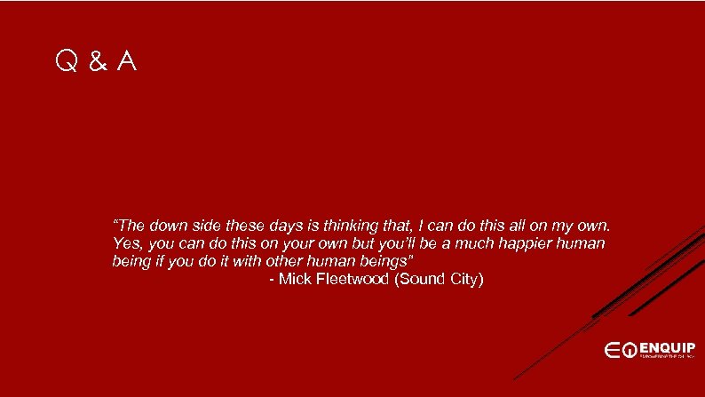 Q&A “The down side these days is thinking that, I can do this all