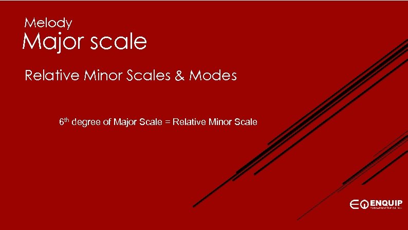 Melody Major scale Relative Minor Scales & Modes 6 th degree of Major Scale