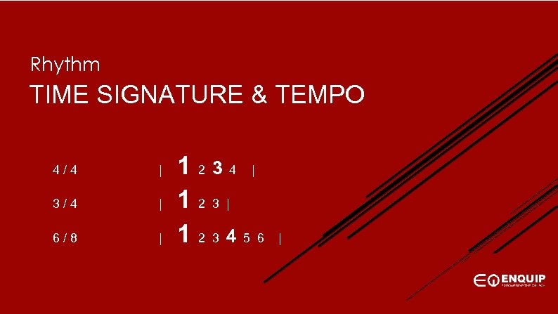 Rhythm TIME SIGNATURE & TEMPO 4/4 | 3/4 | 6/8 | 123456 | 