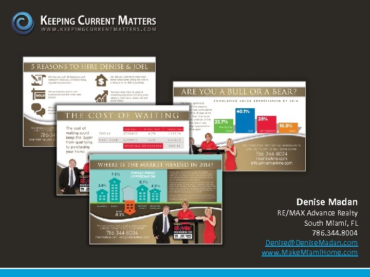 Denise Madan RE/MAX Advance Realty South Miami, FL 786. 344. 8004 Denise@Denise. Madan. com