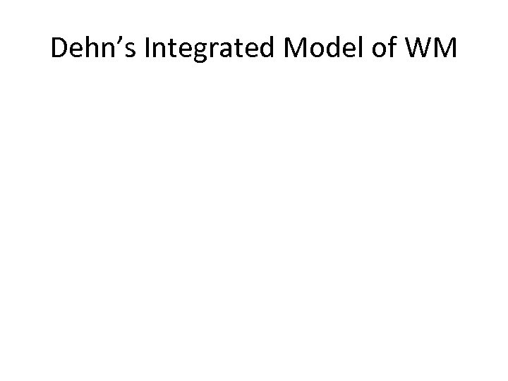 Dehn’s Integrated Model of WM 