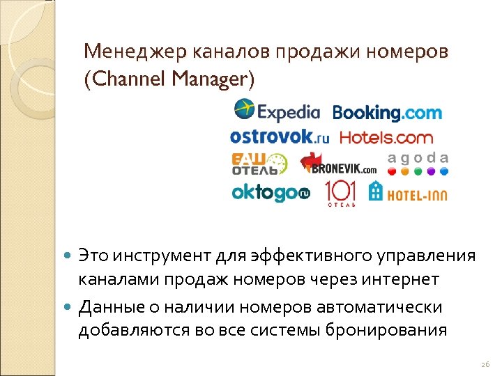 Менеджер каналов продажи номеров (Channel Manager) Это инструмент для эффективного управления каналами продаж номеров