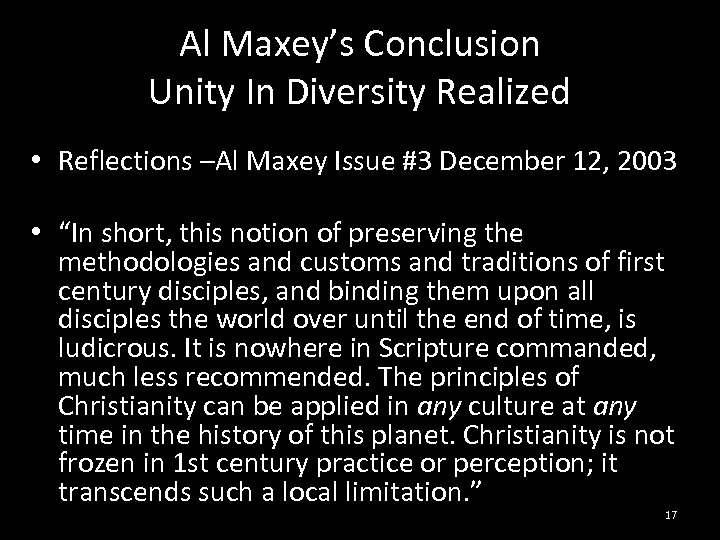 Al Maxey’s Conclusion Unity In Diversity Realized • Reflections –Al Maxey Issue #3 December