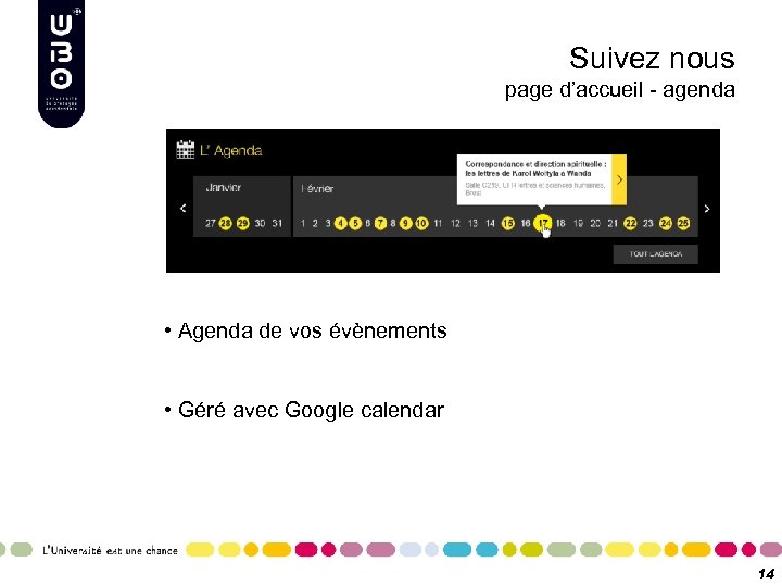 Suivez nous page d’accueil - agenda • Agenda de vos évènements • Géré avec