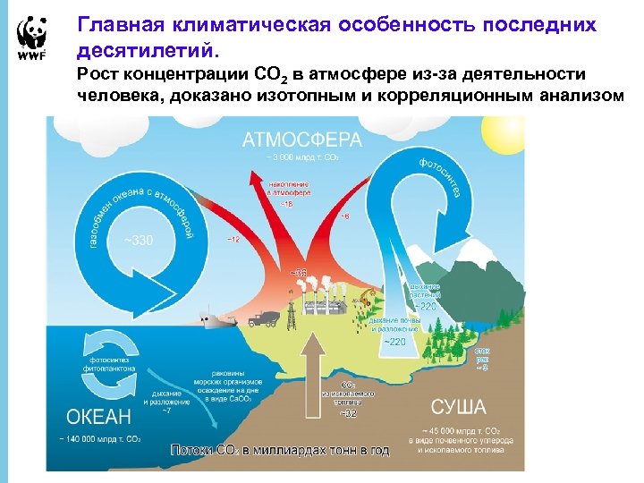 Главная климатическая особенность последних десятилетий. Рост концентрации СО 2 в атмосфере из-за деятельности человека,