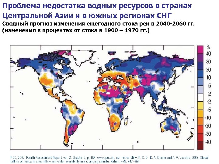 Проблема недостатка водных ресурсов в странах Центральной Азии и в южных регионах СНГ Сводный