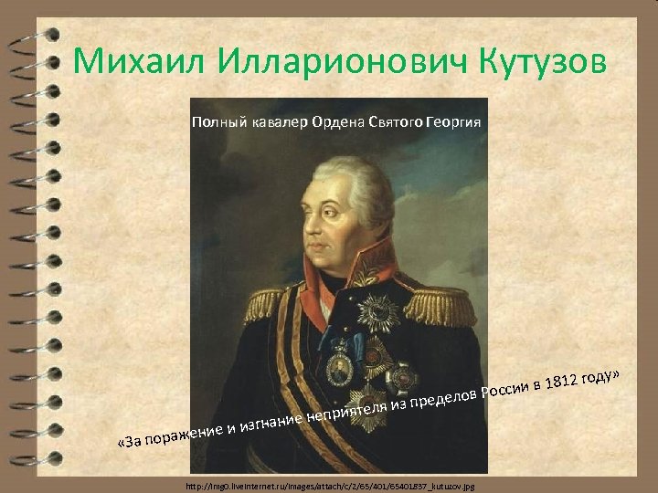 Михаил Илларионович Кутузов Полный кавалер Ордена Святого Георгия ие не нан ние и изг