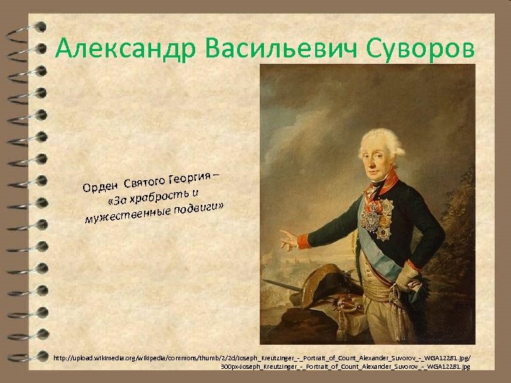 Александр Васильевич Суворов еоргия – н Святого Г Орде ть и «За храброс виги»