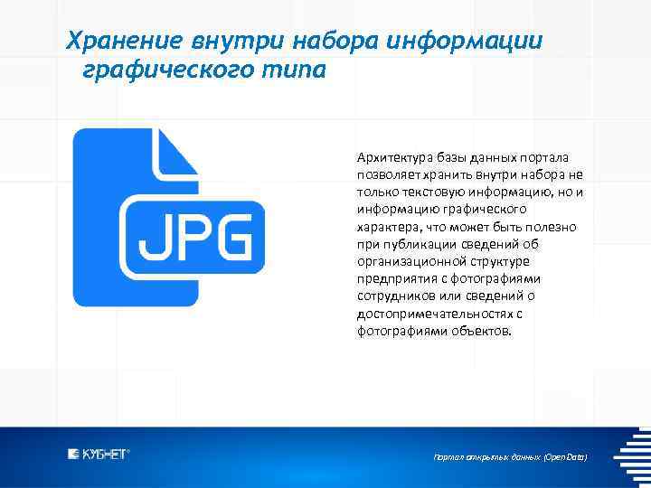Хранение внутри набора информации графического типа Архитектура базы данных портала позволяет хранить внутри набора
