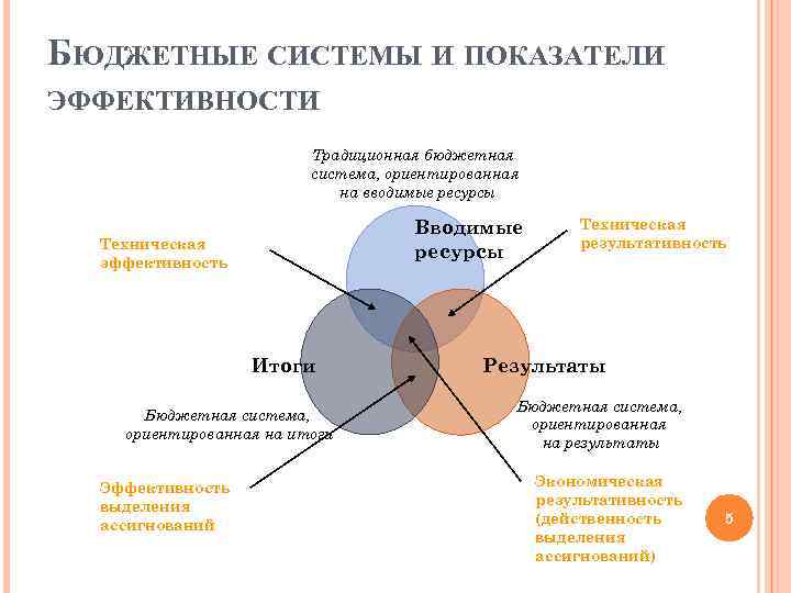БЮДЖЕТНЫЕ СИСТЕМЫ И ПОКАЗАТЕЛИ ЭФФЕКТИВНОСТИ Традиционная бюджетная система, ориентированная на вводимые ресурсы Вводимые ресурсы