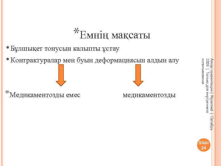 *Емнің мақсаты *Медикаментозды емес медикаментозды Автор презентации | Nycomed | Октябрь 2009 | Только