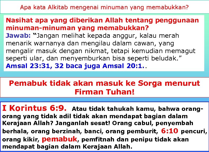 Apa kata Alkitab mengenai minuman yang memabukkan? Nasihat apa yang diberikan Allah tentang penggunaan