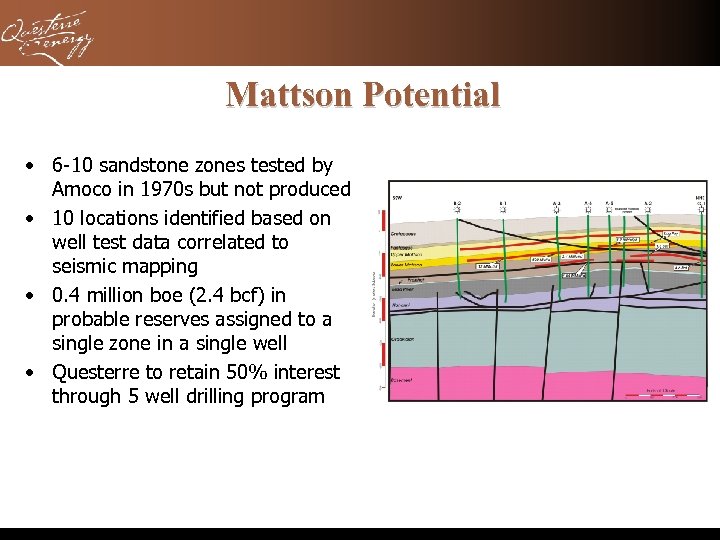 Mattson Potential • 6 -10 sandstone zones tested by Amoco in 1970 s but