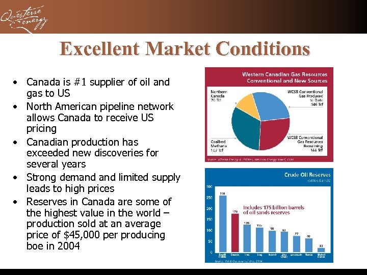 Excellent Market Conditions • Canada is #1 supplier of oil and gas to US
