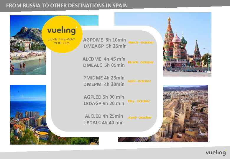 FROM RUSSIA TO OTHER DESTINATIONS IN SPAIN AGPDME 5 h 10 min March- October