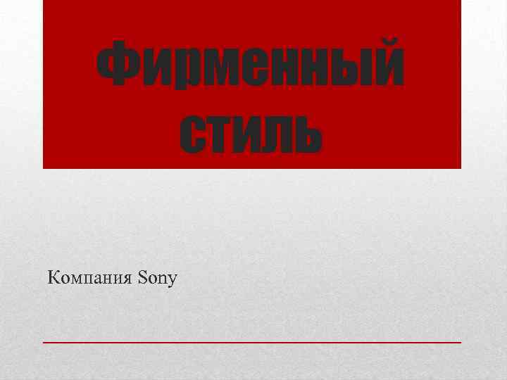 Фирменный стиль Компания Sony 