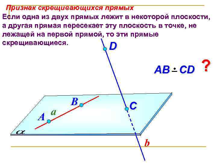 Прямые а и б скрещивающиеся