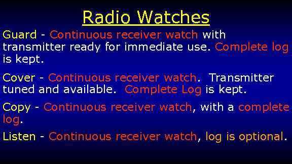 Radio Watches Guard - Continuous receiver watch with transmitter ready for immediate use. Complete