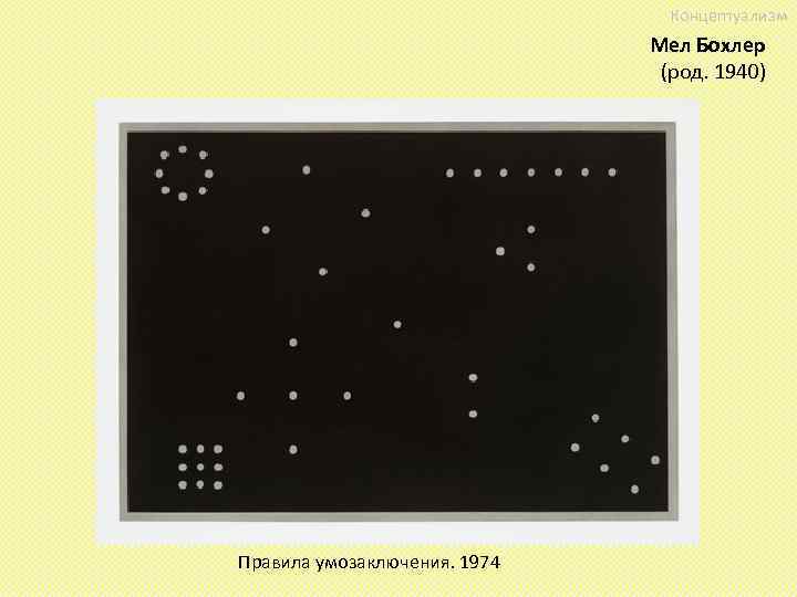 Концептуализм Мел Бохлер (род. 1940) Правила умозаключения. 1974 