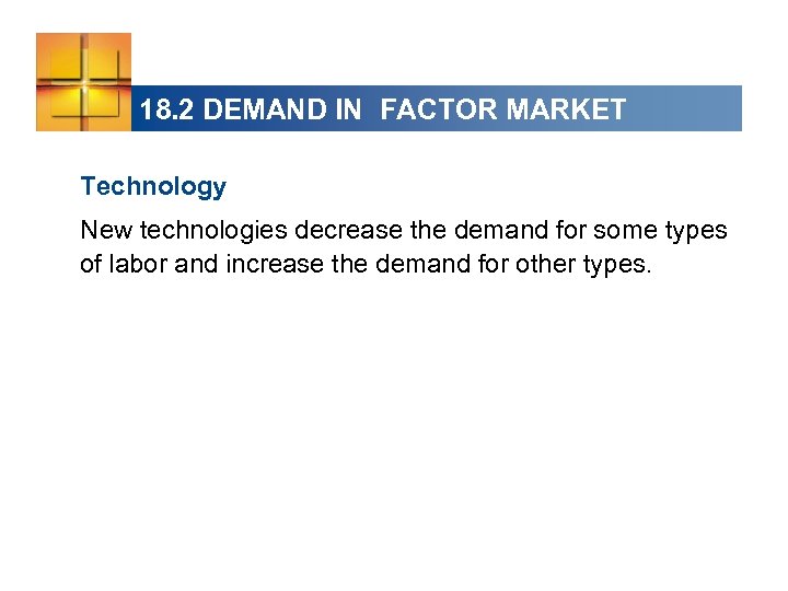 18. 2 DEMAND IN FACTOR MARKET Technology New technologies decrease the demand for some