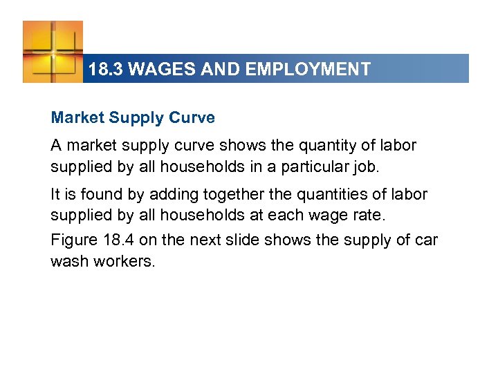 18. 3 WAGES AND EMPLOYMENT Market Supply Curve A market supply curve shows the