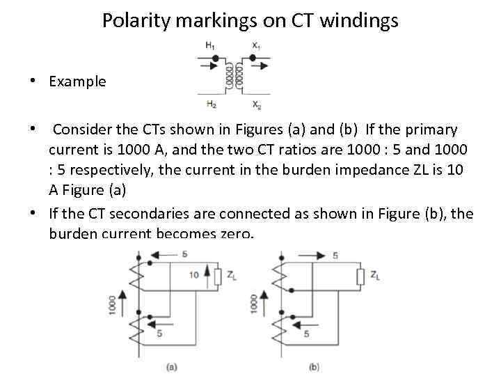 Polarity markings on CT windings • Example • Consider the CTs shown in Figures