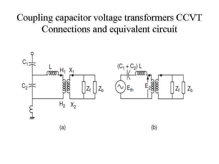 Coupling capacitor voltage transformers CCVT Connections and equivalent circuit 