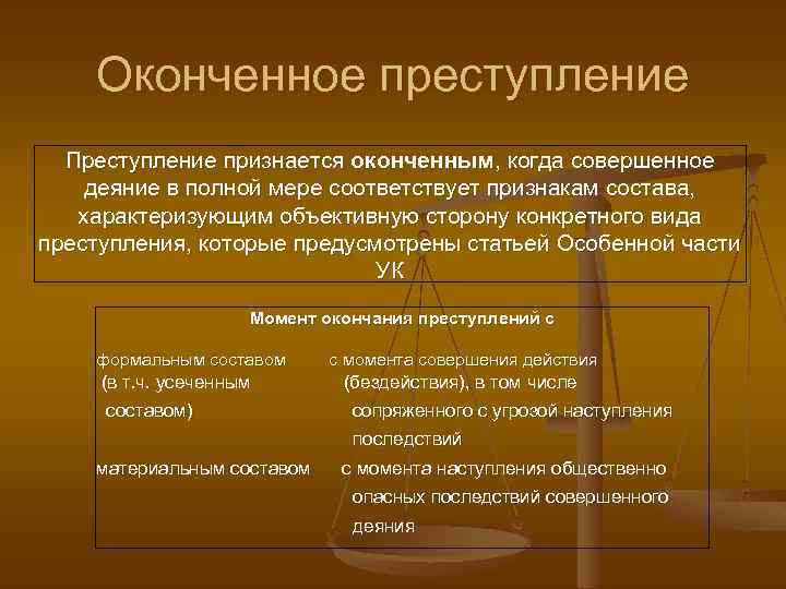 Определить преступление. Понятие оконченного преступления. Оконченный состав преступления. Оконченное преступление момент окончания преступления. Преступление признается оконченным.