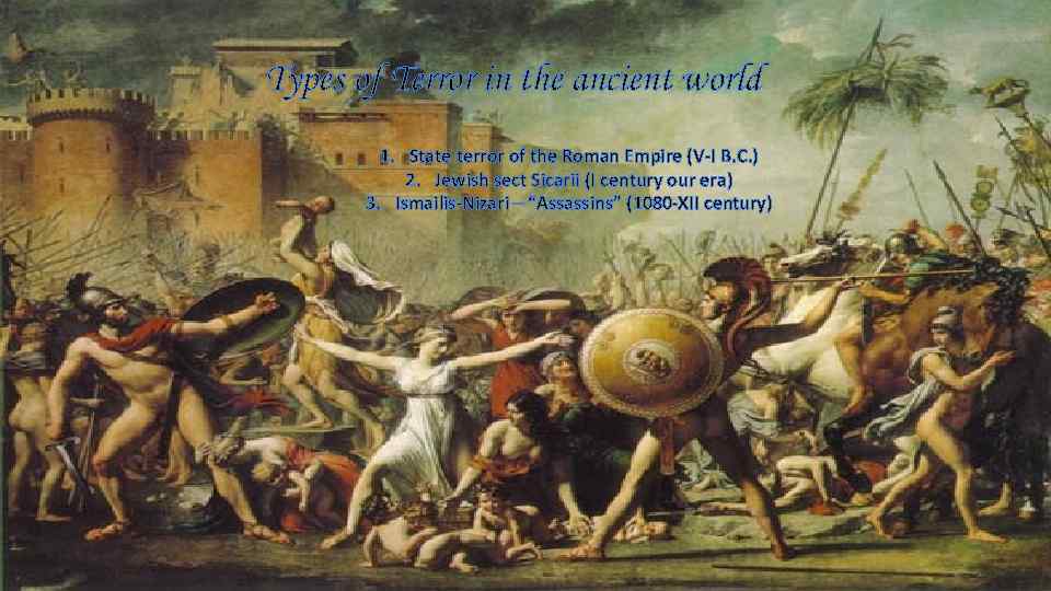 Types of Terror in the ancient world 1. State terror of the Roman Empire