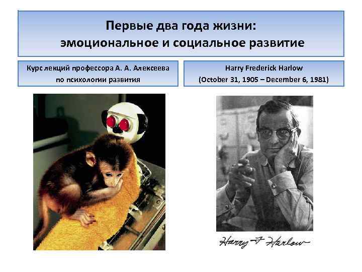 Первые два года жизни: эмоциональное и социальное развитие Курс лекций профессора А. А. Алексеева