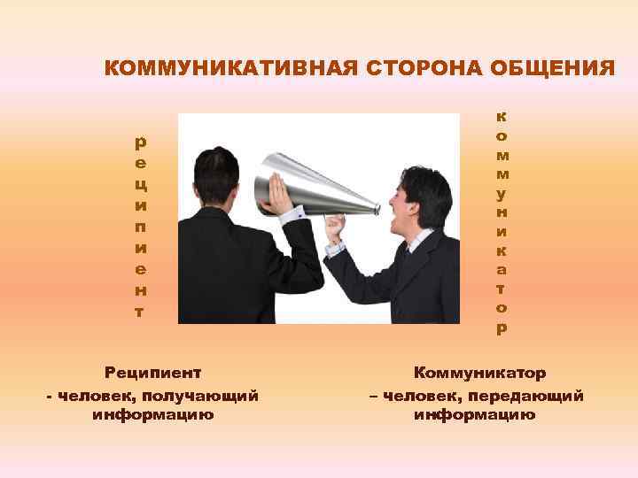 КОММУНИКАТИВНАЯ СТОРОНА ОБЩЕНИЯ р е ц и п и е н т Реципиент -