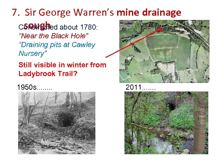 7. Sir George Warren’s mine drainage sough Constructed about 1780: “Near the Black Hole”