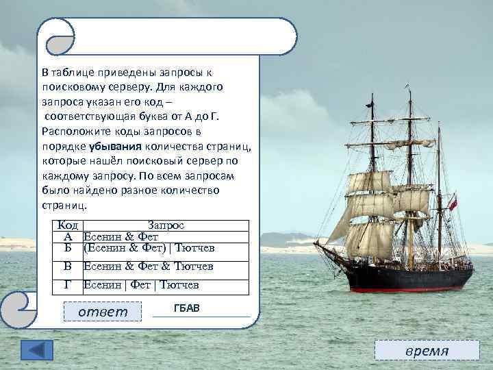 11 В таблице приведены запросы к поисковому серверу. Для каждого запроса указан его код