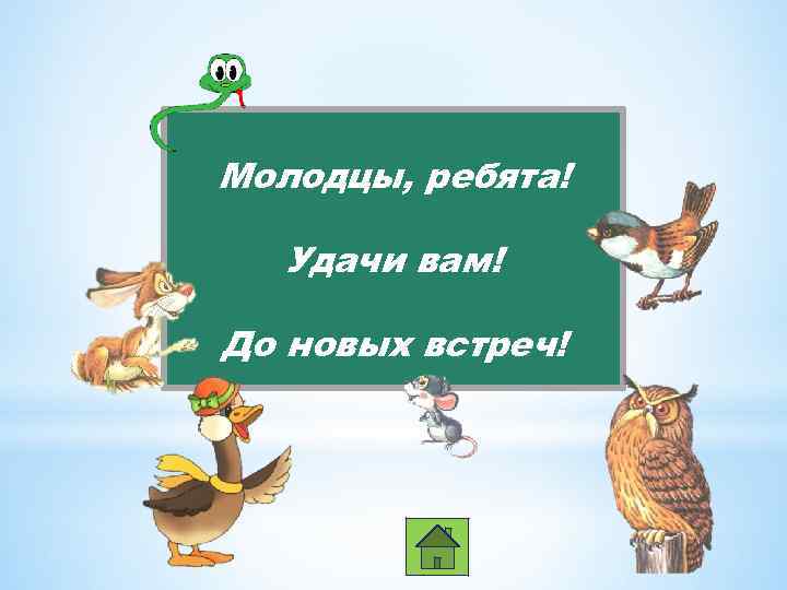 Молодцы, ребята! Удачи вам! До новых встреч! 