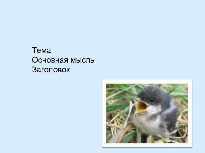 Тема Основная мысль Заголовок 