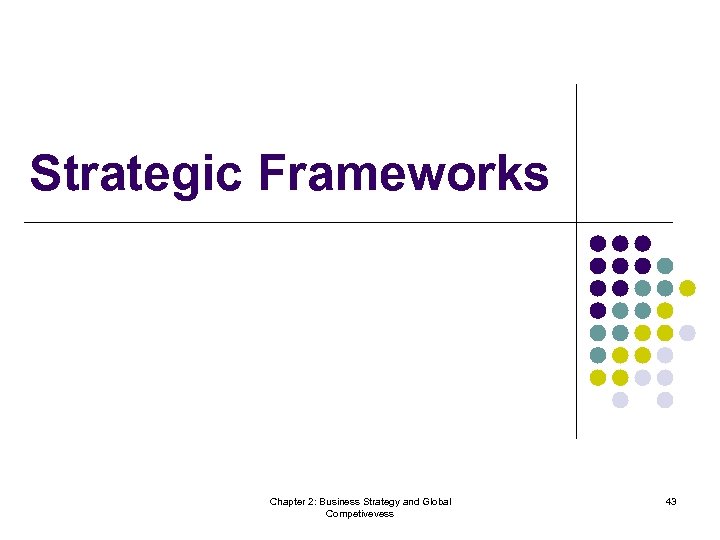 Strategic Frameworks Chapter 2: Business Strategy and Global Competivevess 43 