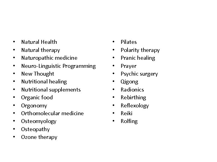  • • • • Natural Health Natural therapy Naturopathic medicine Neuro-Linguistic Programming New