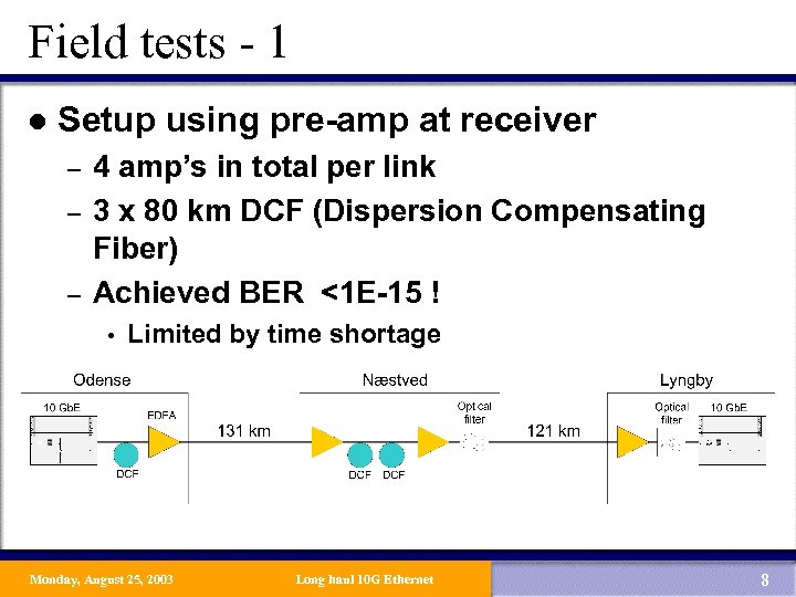 Field tests - 1 l Setup using pre-amp at receiver – – – 4