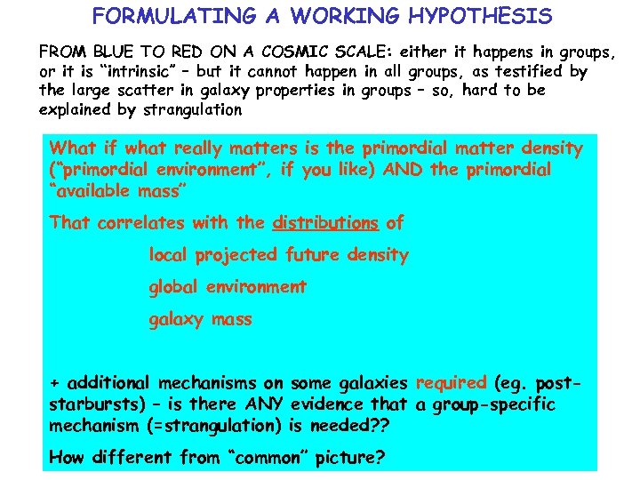 FORMULATING A WORKING HYPOTHESIS FROM BLUE TO RED ON A COSMIC SCALE: either it