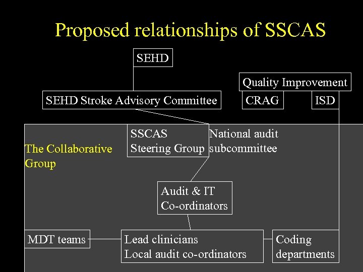 Proposed relationships of SSCAS SEHD Stroke Advisory Committee The Collaborative Group Quality Improvement CRAG